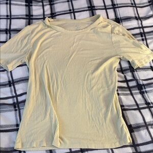 A New Day Light Yellow Ribbed Short Sleeve Tee